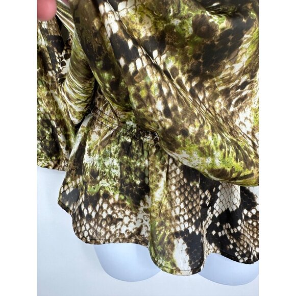 Chico's Women's Animal Print Embellished Elastic Waist Blouse Size 0 US S - Picture 5 of 10